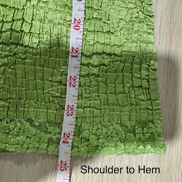 Nicola Womens Vintage 90s Y2K Crinkle Scrunch Pleat V Neck Lace Trim Tank Top XL - Picture 10 of 10